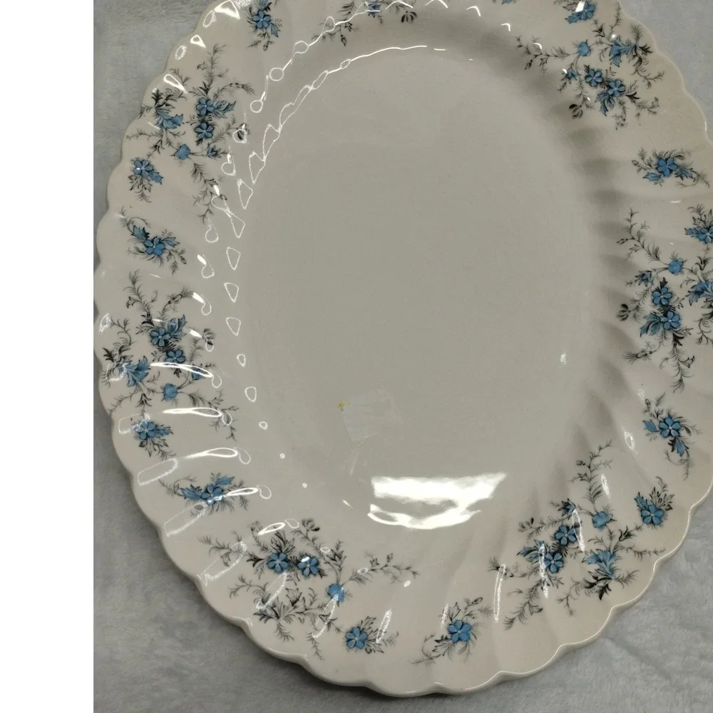 Myott Forget Me Not Blue Floral Oval Platter England Staffordshire Ware‎